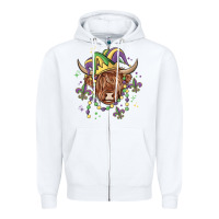 White mardi gras cow Zipper Hoodie - MaliasSmallBusiness