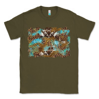 Army Green western leopards and turquoise with cowhide background Classic Tee - Artiststas