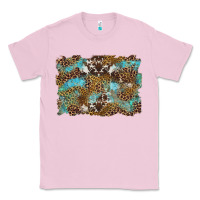 Bubblegum Pink western leopards and turquoise with cowhide background Classic Tee - Artiststas