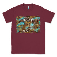 Burgundy western leopards and turquoise with cowhide background Classic Tee - Artiststas
