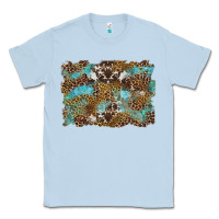 Dusty Blue western leopards and turquoise with cowhide background Classic Tee - Artiststas