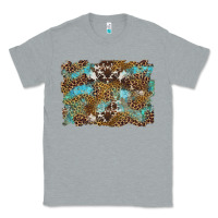 Heather Grey western leopards and turquoise with cowhide background Classic Tee - Artiststas