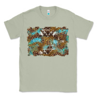 Matcha western leopards and turquoise with cowhide background Classic Tee - Artiststas