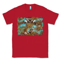 Red western leopards and turquoise with cowhide background Classic Tee - Artiststas