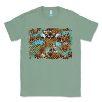 Sage western leopards and turquoise with cowhide background Classic Tee - Artiststas