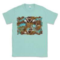 Seafoam western leopards and turquoise with cowhide background Classic Tee - Artiststas