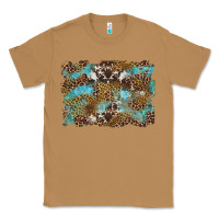 Toasted Coconut western leopards and turquoise with cowhide background Classic Tee - Artiststas