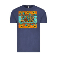 Vintage Denim Sunflower Leopard Thanksgiving Love Vintage Tee - Artiststas