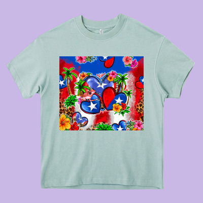 Puerto Rico Hearts Heavy Core Tee Designed By Zillion Design Studio