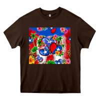 Chocolate Brown puerto rico hearts Heavy Core Tee - Zillion Design Studio