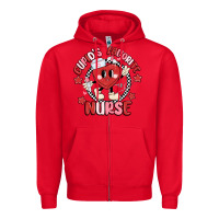 Red cupids favorite nurse Zipper Hoodie - MaliasSmallBusiness