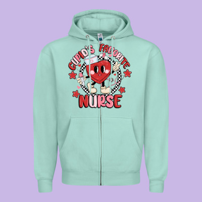 Cupids Favorite Nurse Zipper Hoodie Designed By Maliassmallbusiness