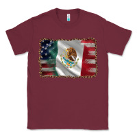Burgundy mexico flag and usa flag Classic Tee - AdoDesignShop