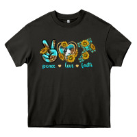 Asphalt peace love faith Heavy Core Tee - texasbilliewilder