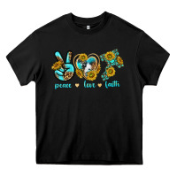 Black peace love faith Heavy Core Tee - texasbilliewilder