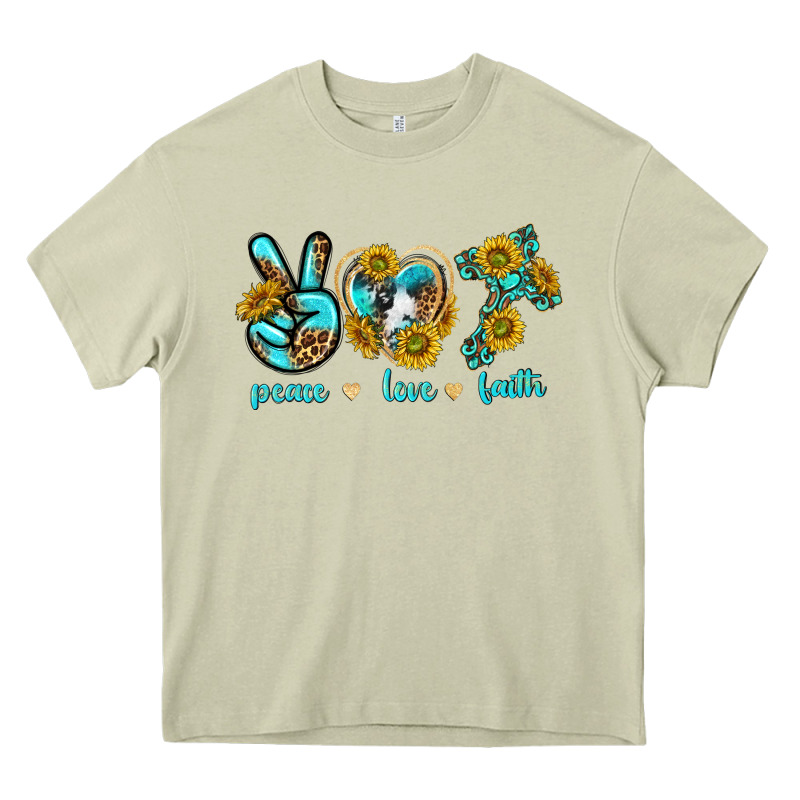 Peace Love Faith Heavy Core Tee by texasbilliewilder | Teevron