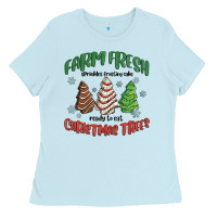 Baby Blue farm fresh christmas trees Ladies Tee - MaliasSmallBusiness