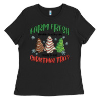 Black farm fresh christmas trees Ladies Tee - MaliasSmallBusiness