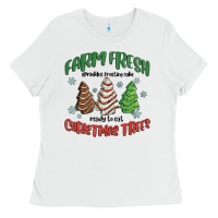 White farm fresh christmas trees Ladies Tee - MaliasSmallBusiness