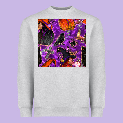 Halloween Witch Seamless Pattern Heavyweight Sweatshirt Designed By Bundleandbundleshop