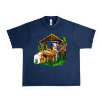 Navy jesus holy night cows and sunflowers Urban Heavy Tee - AdoDesignShop
