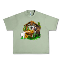 Oil Green jesus holy night cows and sunflowers Urban Heavy Tee - AdoDesignShop