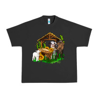 Pigment Black jesus holy night cows and sunflowers Urban Heavy Tee - AdoDesignShop