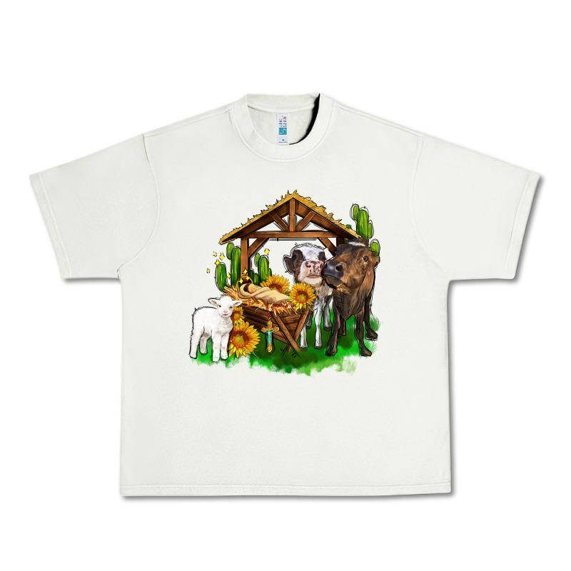 Jesus Holy Night Cows And Sunflowers Urban Heavy Tee by AdoDesignShop | Teevron