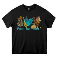 Black peace love horses tbw Heavy Core Tee - texasbilliewilder