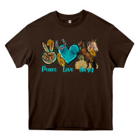Chocolate Brown peace love horses tbw Heavy Core Tee - texasbilliewilder