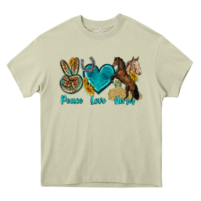 Peace Love Horses Tbw Heavy Core Tee by texasbilliewilder | Teevron