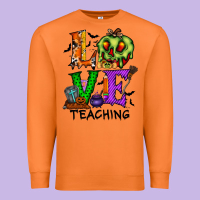 Love Taching Halloween Premium Sweatshirt Designed By Racoondesign