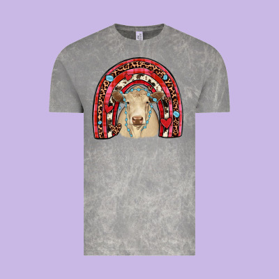 Valentines Charolais  Rainbow Vintage Tee Designed By Jahusdesignshop