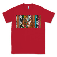 Red western horses gemstone horse cowhide leopard floral background licens Classic Tee - Artiststas