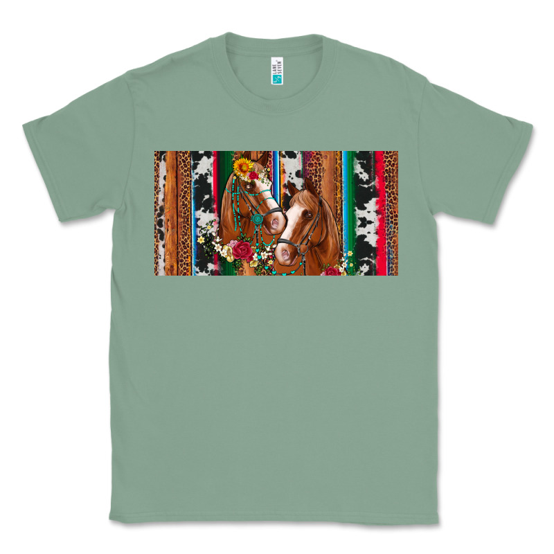 Western Horses Gemstone Horse Cowhide Leopard Floral Background Licens Classic Tee by Artiststas | Teevron
