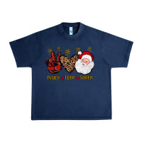 Navy peace love santa Urban Heavy Tee - JahusDesignShop