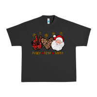 Pigment Black peace love santa Urban Heavy Tee - JahusDesignShop