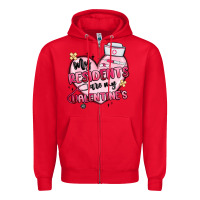 Red my residents are my valentines Zipper Hoodie - MaliasSmallBusiness