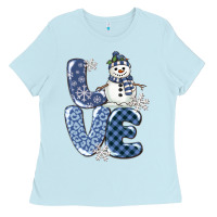 Baby Blue love snowman Ladies Tee - MaliasSmallBusiness