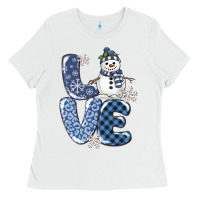 White love snowman Ladies Tee - MaliasSmallBusiness