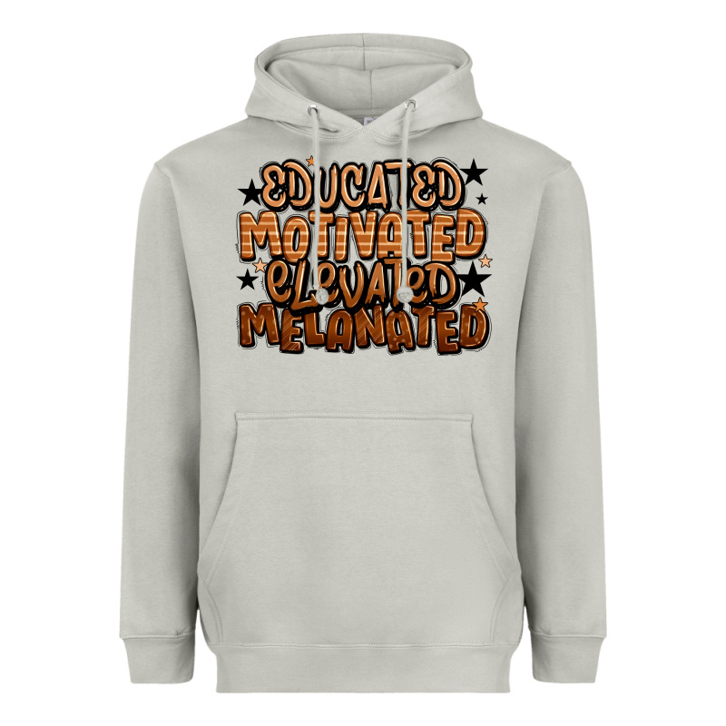 Educated Motivated Elevated Melanated Heavyweight Hoodie by LillyAllenDesigns | Teevron