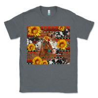 Charcoal Heather western horse with sunflowers and aztec leopard cowhide Classic Tee - Artiststas