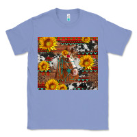Colony Blue western horse with sunflowers and aztec leopard cowhide Classic Tee - Artiststas