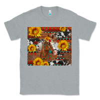 Heather Grey western horse with sunflowers and aztec leopard cowhide Classic Tee - Artiststas