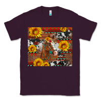 Plum western horse with sunflowers and aztec leopard cowhide Classic Tee - Artiststas