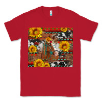Red western horse with sunflowers and aztec leopard cowhide Classic Tee - Artiststas