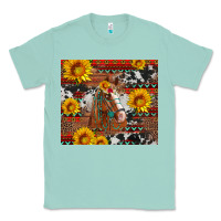 Seafoam western horse with sunflowers and aztec leopard cowhide Classic Tee - Artiststas