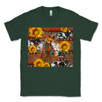 Sports Green western horse with sunflowers and aztec leopard cowhide Classic Tee - Artiststas