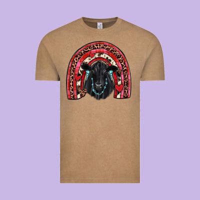 Valentines Black Angus  Rainbow Vintage Tee Designed By Jahusdesignshop