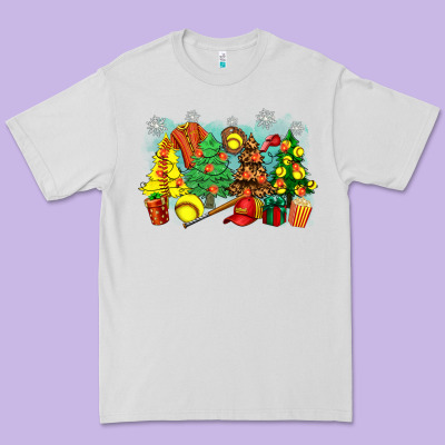 Christmas Trees With Softball Premium Tee Designed By Zillion Design Studio